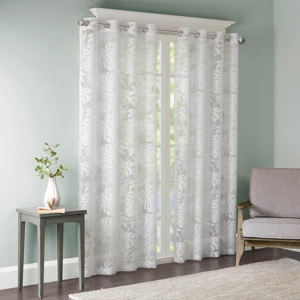 Maui White Sheer Grommet Top Tropical Drapes