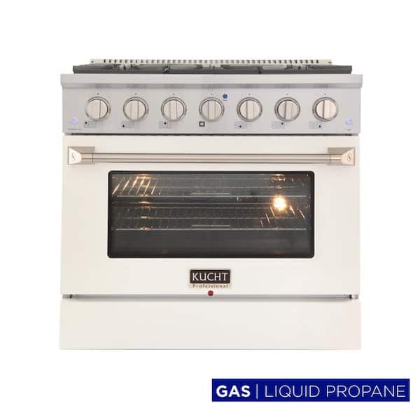 Pro-Style 36 in. 5.2 cu. ft. Propane Gas Range with Convection Oven in Stainless Steel and White Oven Door