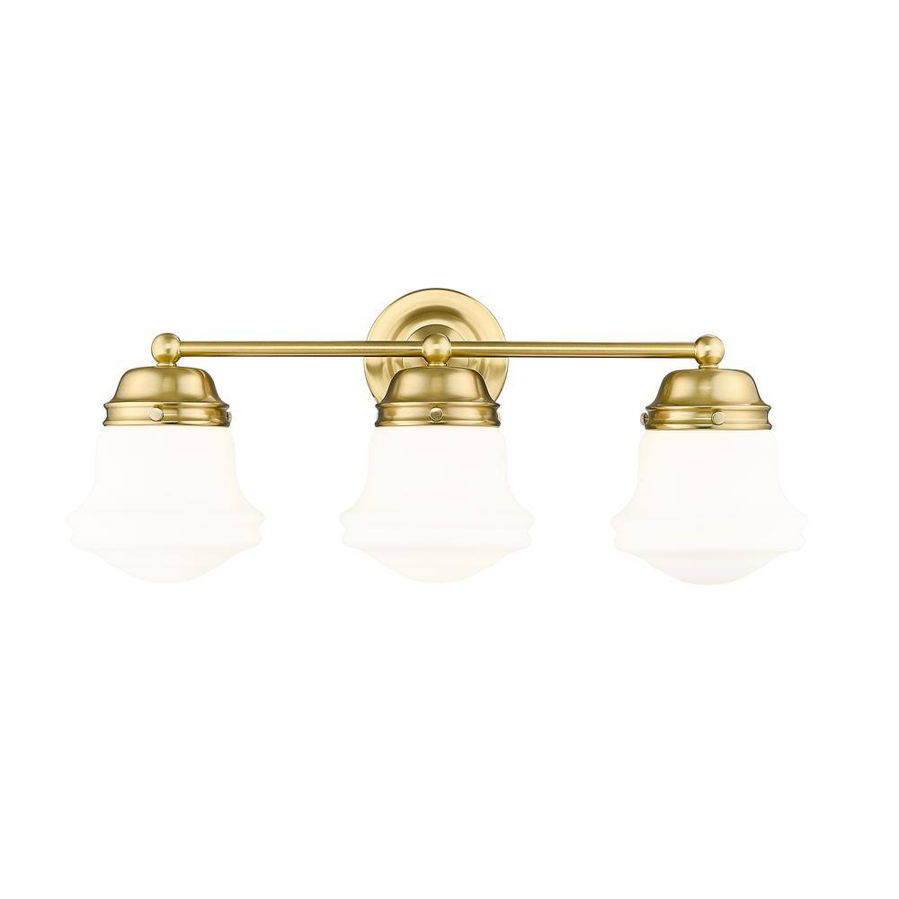 Luxe Gold 3-Light Vanity with Matte Opal Glass Shades