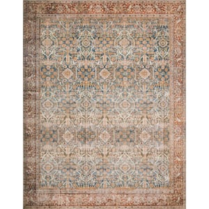 Layla Ocean/Rust 3 ft. 6 in. x 5 ft. 6 in. Distressed Bohemian Printed Area Rug