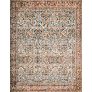 Layla Ocean/Rust 9 ft. x 12 ft. Traditional 100% Polyester Area Rug