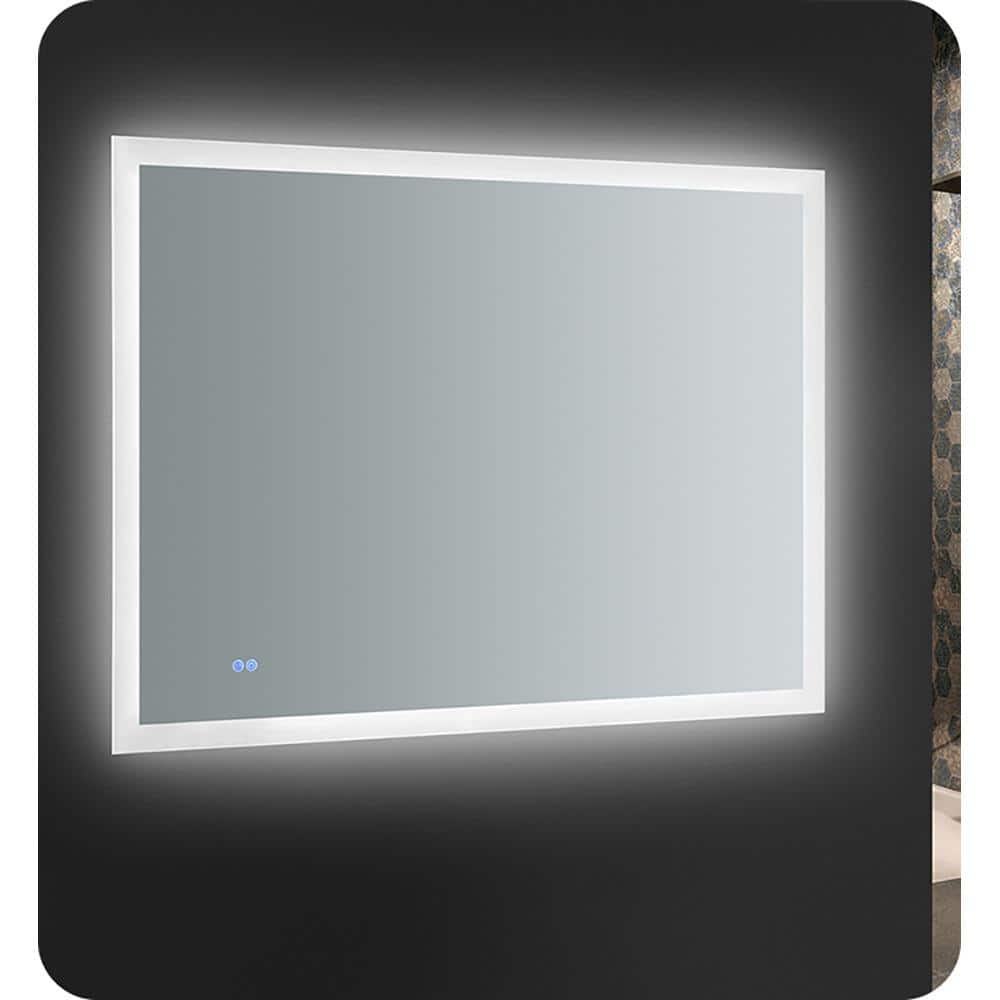 Sleek 48"x36" Frameless Bathroom Vanity Mirror with LED Halo & Fog-Free Technology