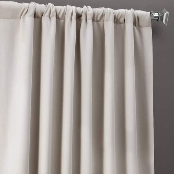 Alabaster Beige Polyester Room Darkening Curtain - 50 in. W x 120 in. L Rod Pocket with Back Tab Single Curtain Panel