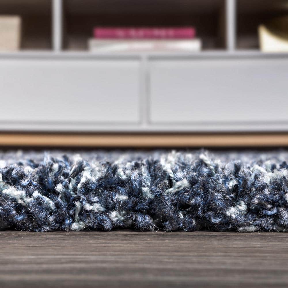 Denim Blue 8' x 10' Shag Area Rug with Tassels