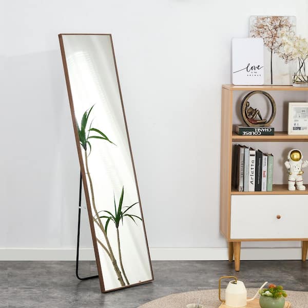 ilemong Brown 15 in. W x 58 in. H Solid Wood Framed, Full Length Mirror, Dressing Mirror, Decorative Mirror