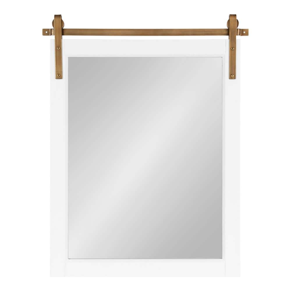 White and Gold Rectangular Wood Framed Wall Mirror