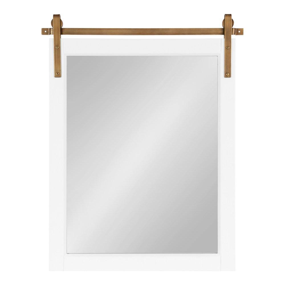 White and Gold Rectangular Wood Framed Wall Mirror