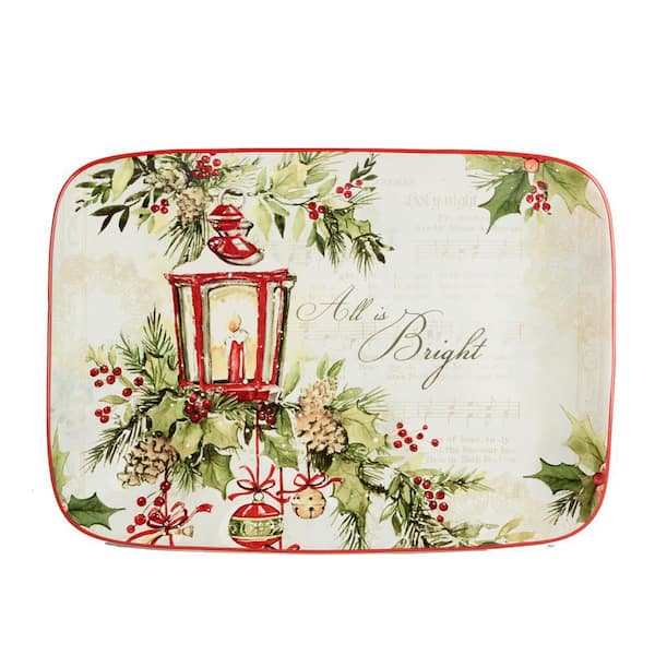 Certified International Silent Night 10 in. Multi-Colored Earthenware Serving Platter