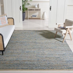 Cape Cod Natural/Blue 11 ft. x 15 ft. Striped Distressed Area Rug