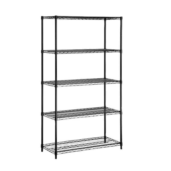Honey Can Do Black 5 Tier Metal Wire, Black Wire Rack Shelving Unit Home Depot