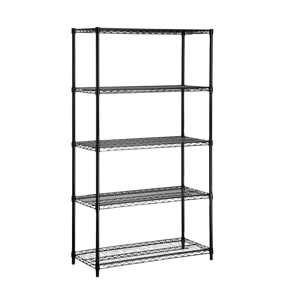Black 5-Tier Heavy Duty Steel Garage Storage Shelving Unit (36 in. W x 72 i