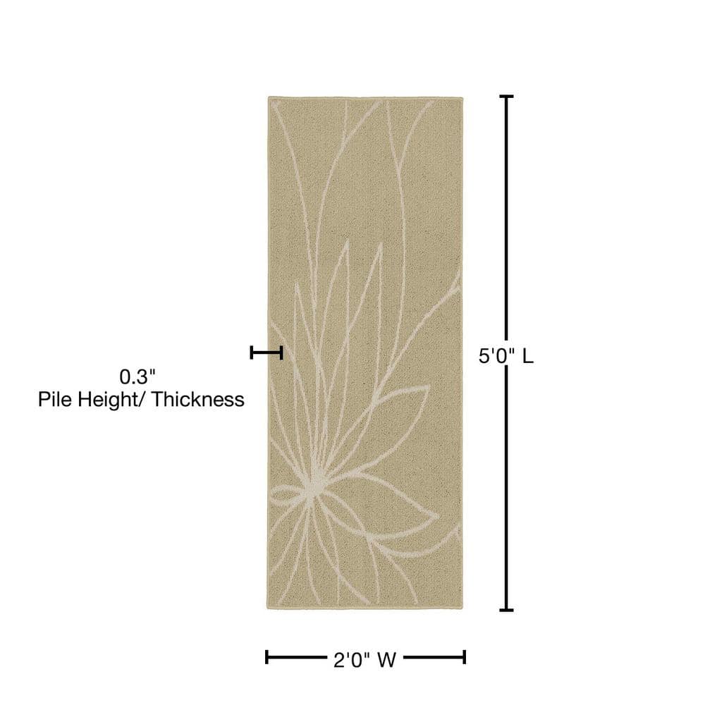 Ivory Floral Tufted Washable Runner Rug 2' x 5'