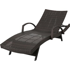 Salem Multi-Brown 1-Piece Faux Rattan Outdoor Patio Chaise Lounge