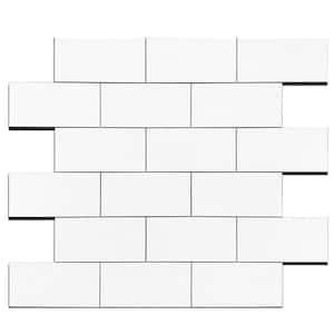 DIP White Subway Tile 12 in. x 12 in. Self-Adhesive PVC Backsplash
