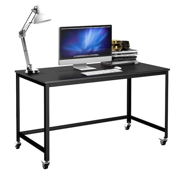 Costway folding computer desk pc laptop table shop study workstation wood top metal frame new