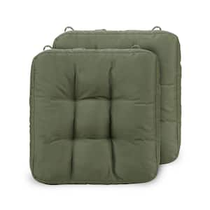 16.5 x 16.5 Square Replacement Outdoor Lounge Chair Cushion, Dining Chairs Cushions with Ties, Green