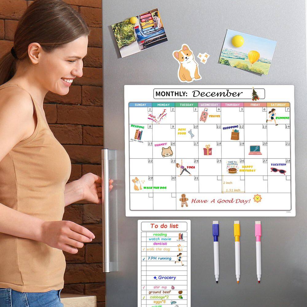 Magnetic Fridge Calendar, 2 Set Dry Erase Reusable Planner