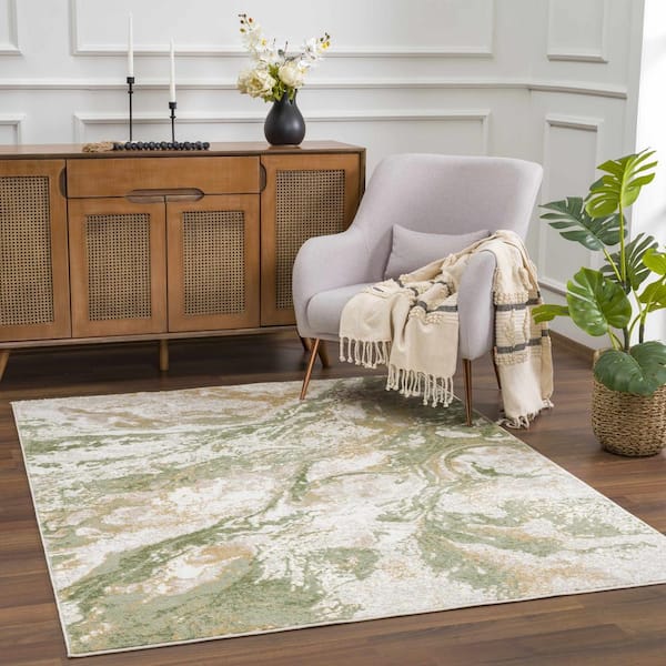 Liverpool 7 ft. X 9 ft. Cream/Green Area Rug