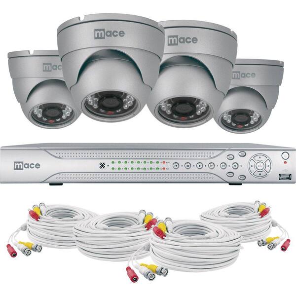 Mace Wired 420TVL Indoor/Outdoor View 8-Channel 500GB DVR System with 4 IR Dome Cameras-DISCONTINUED