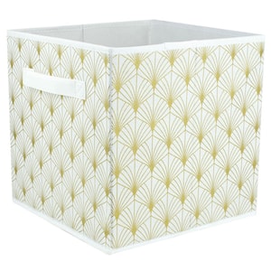 10.5 in. H x 10.5 in. W x 10.5 in. D Gold Fabric Cube Storage Bin