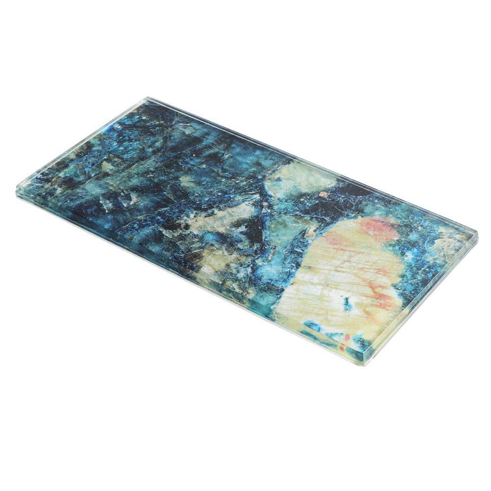 Astral Blue Polished Glass Rectangular Wall Tile