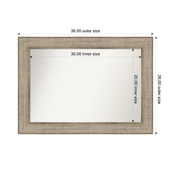 Amanti Art Trellis Silver 36 in. x 26 in. Custom Non-Beveled Wood Framed Bathroom Vanity Wall Mirror