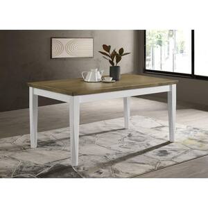 Appleton Brown Brushed and Distressed White Wood 59 in. 4 Legs Rectangular Dining Table Seats 6