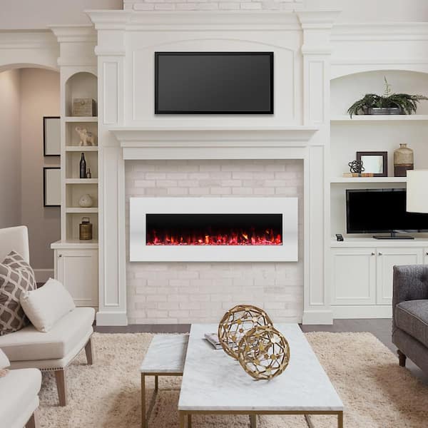 Northwest 50 in. Electric Fireplace Color Changing Wall in White
