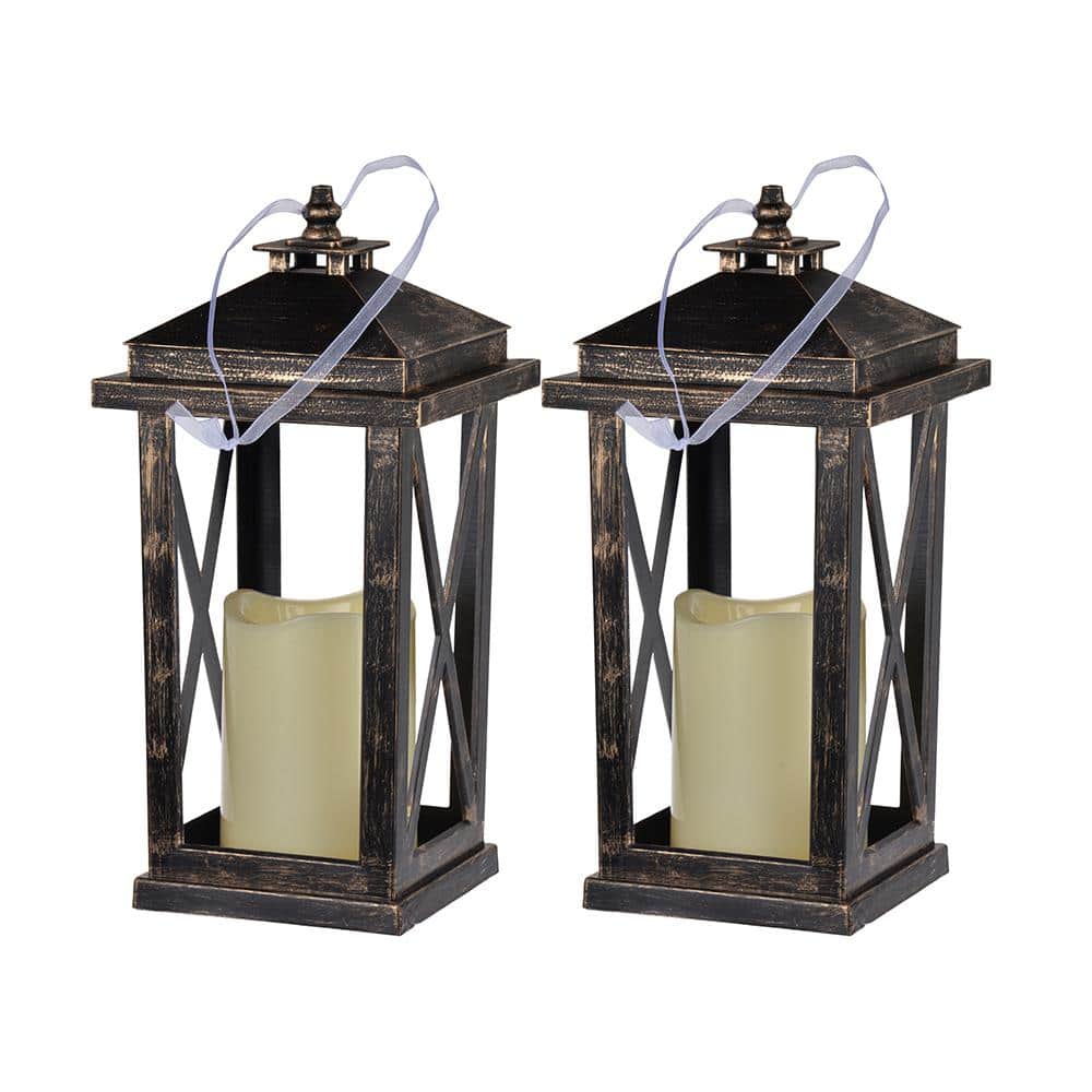 Black Battery Powered Unscented Plastic 1 Wick Candle 2-Pack, Retro chic Si