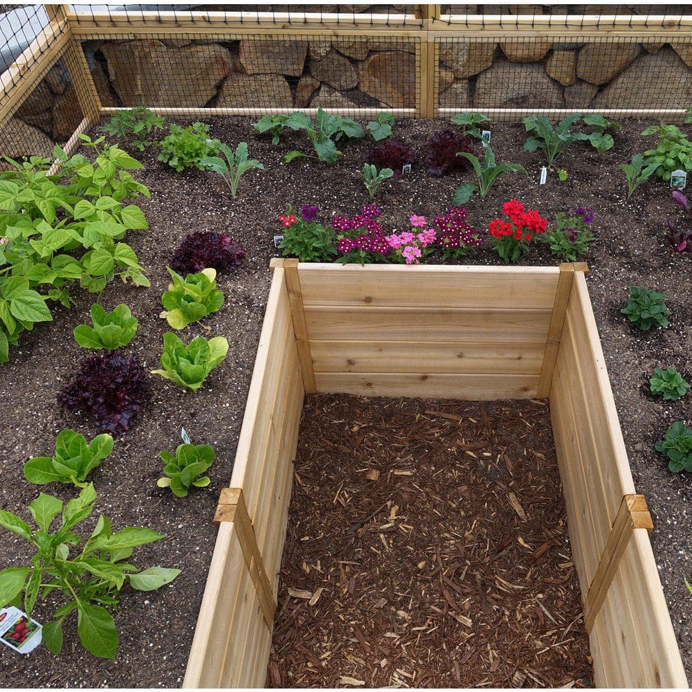 12 ft Cedar Raised Garden Bed with Wire Mesh