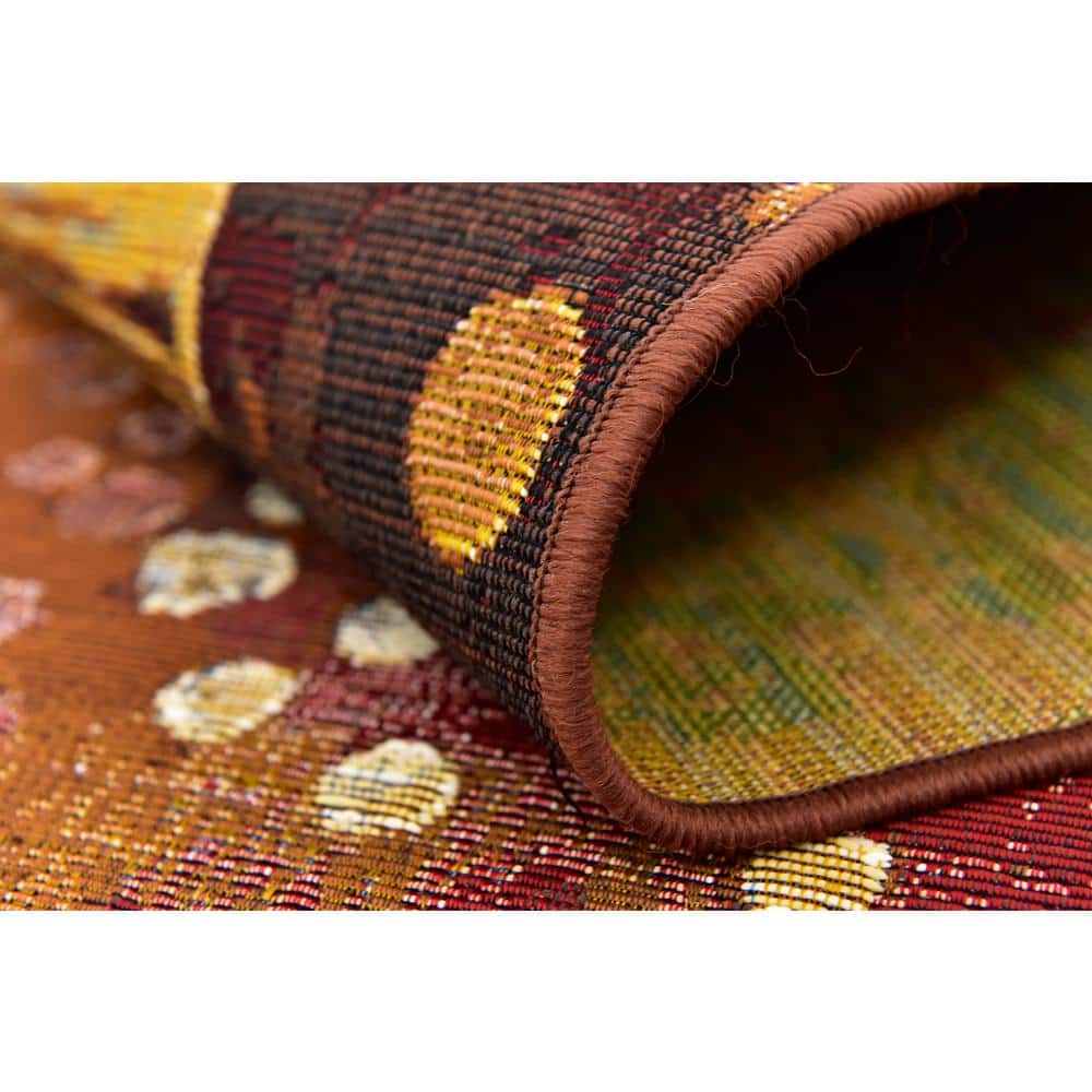 Colorful 6' x 6' Square Outdoor Synthetic Flat Woven Rug