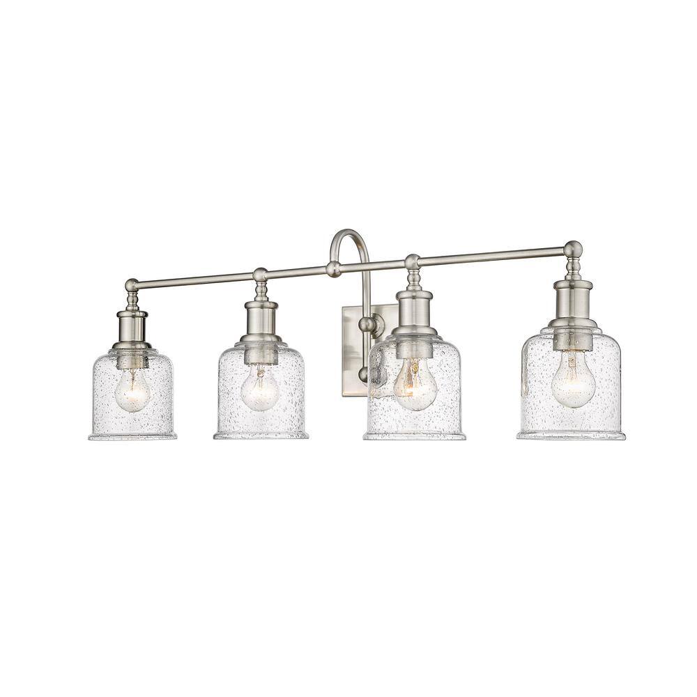 Bryant Brushed Nickel 4-Light Vanity with Seedy Glass Shades