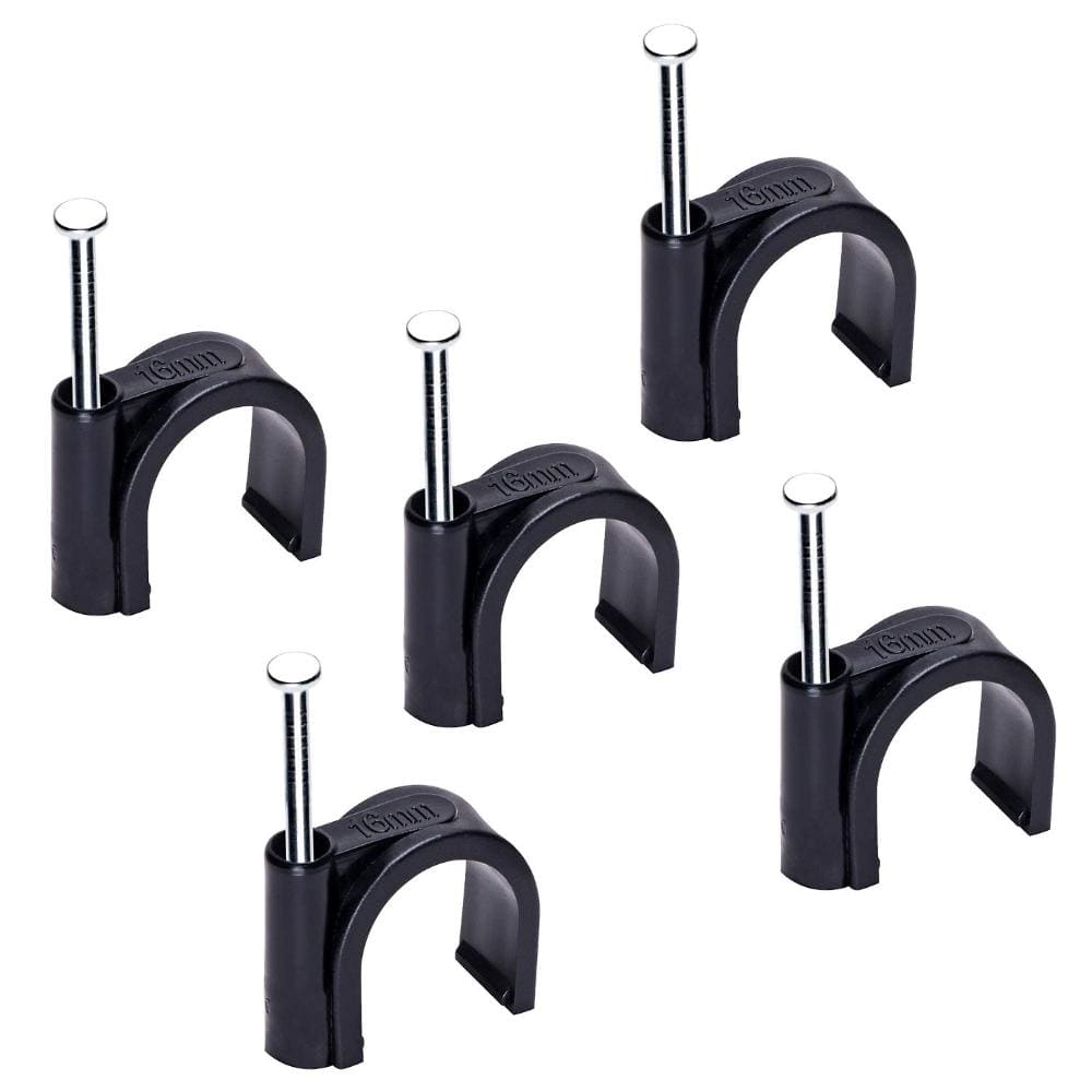 16 mm Black Nail-In Cable Clips for Cable Management, Nylon and Steel, Pack of 50 for Home Wiring price history on PriceWatchPro