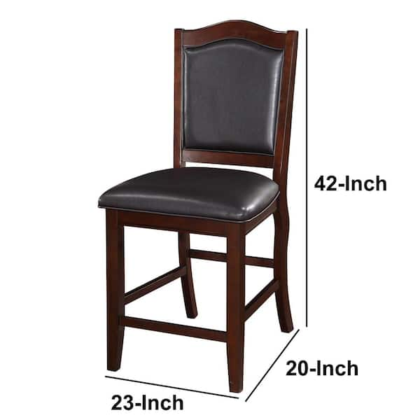 Benjara Espresso Brown and Black Wooden Armless High Chair Set of