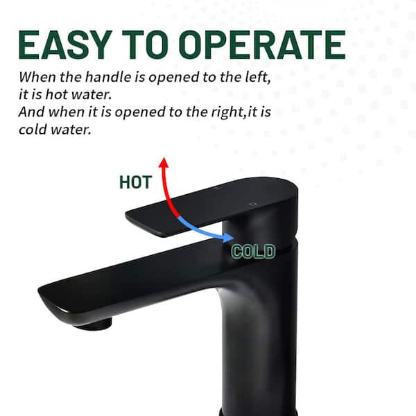Single Handle Single Hole Bathroom Faucet in Black