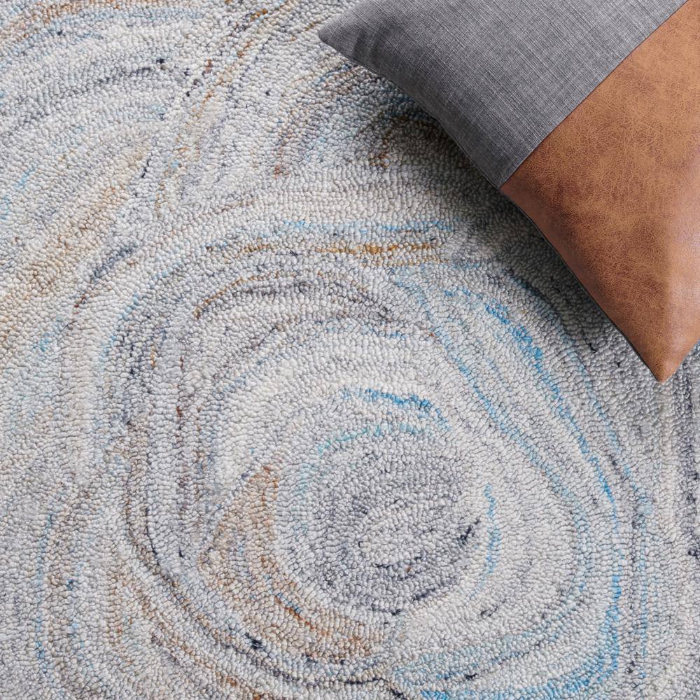 Blue and Beige Abstract Wool 8' x 10' Area Rug