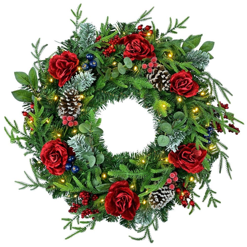 26 in. Battery-Operated Pre-Lit Artificial Wreath with 80 Warm White LED Lights price history on PriceWatchPro
