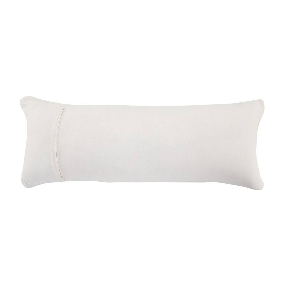 Natural Jute and Multicolored Cotton Striped Rectangular Throw Pillow