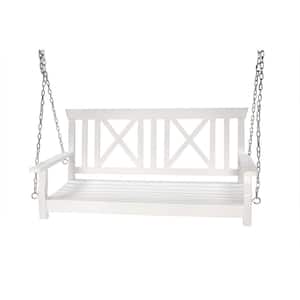 4 ft. Classic Outdoor Painted White Hardwood Swing with Chains