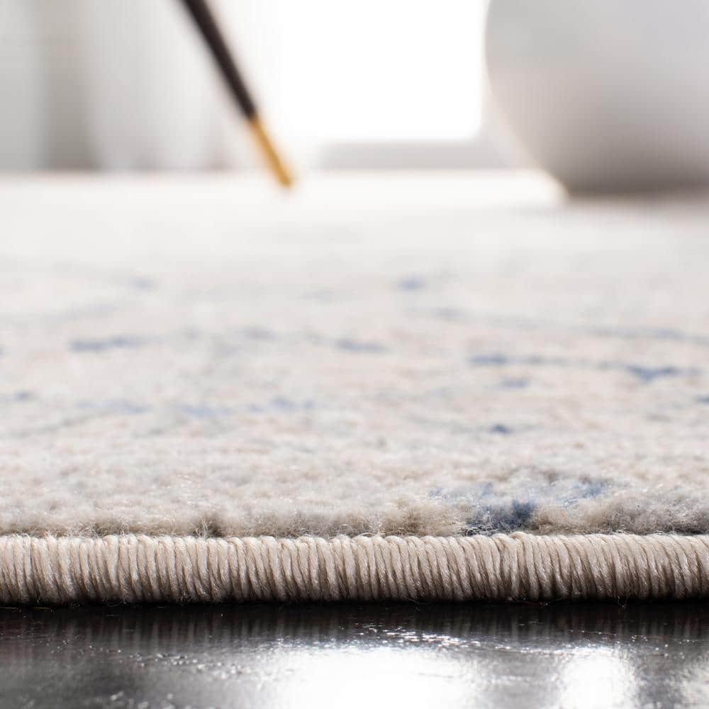 Elysian Light Grey/Blue Synthetic Rectangular Easy-Care Rug