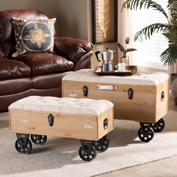 Baxton Studio Finlay Beige Storage Ottoman Set of 2 162 10518 HD