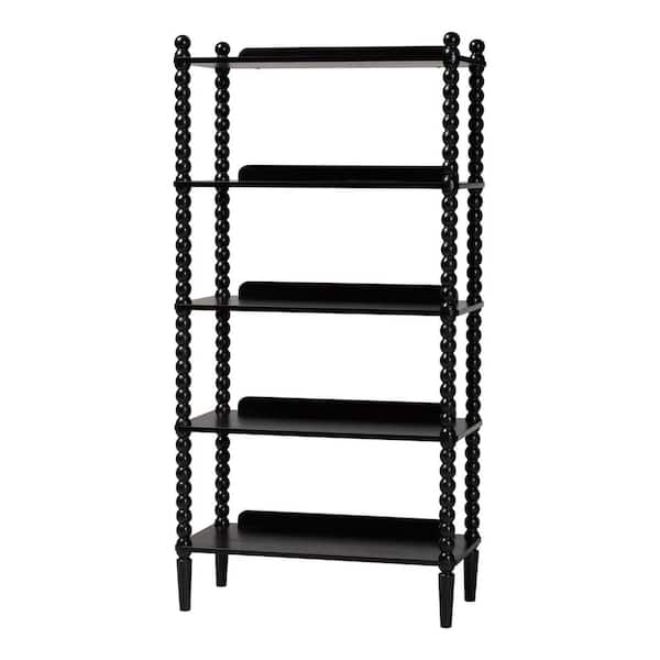 Lucera 5-Tier Wood Household Shelving Unit in Black (31.5 in. W x 62.4 in. H x 15.7 in. D)