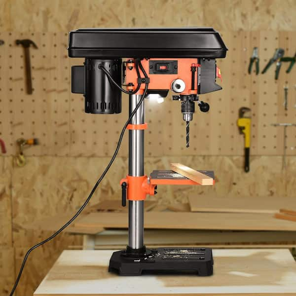 10 in. Benchtop Drill Press 3.2 Amp 5-Speed Cast Iron Bench Drill Press Tabletop Drilling Machine for Wood Metal