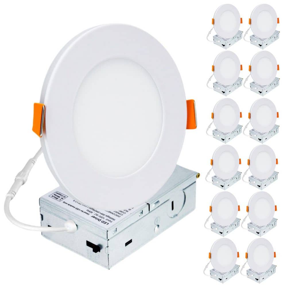 4 in. Adjustable 5CCT Canless Dimmable with Night Light Indoor/Outdoor Integrated LED Recessed Downlight Kit (12-Pieces) price history on PriceWatchPro