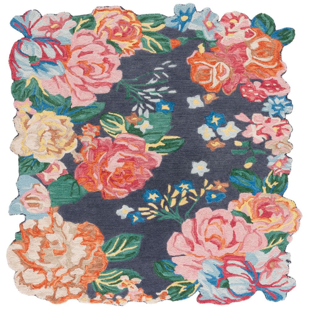 Jardin 6 ft. x 6 ft. Navy/Pink Floral Oversized Square Area Rug price history on PriceWatchPro