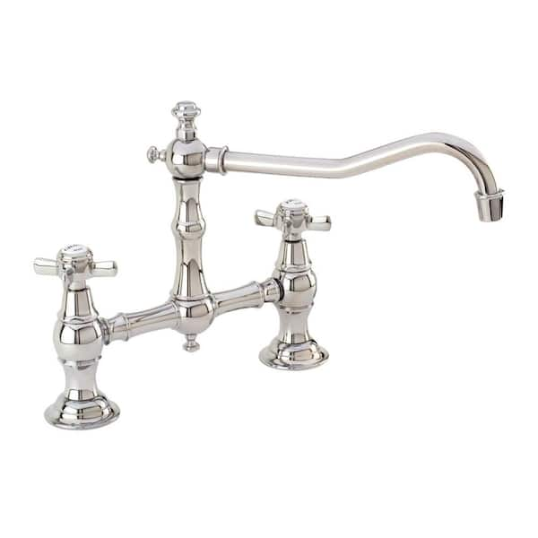 Newport Brass 12 in. 2-Handle Mid-Arc Bridge Kitchen Faucet in Polished Chrome