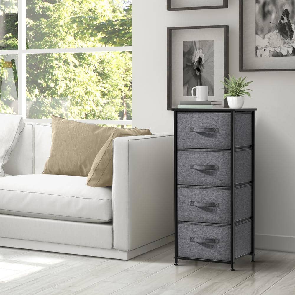 Black and Charcoal Tall 4-Drawer Storage Dresser