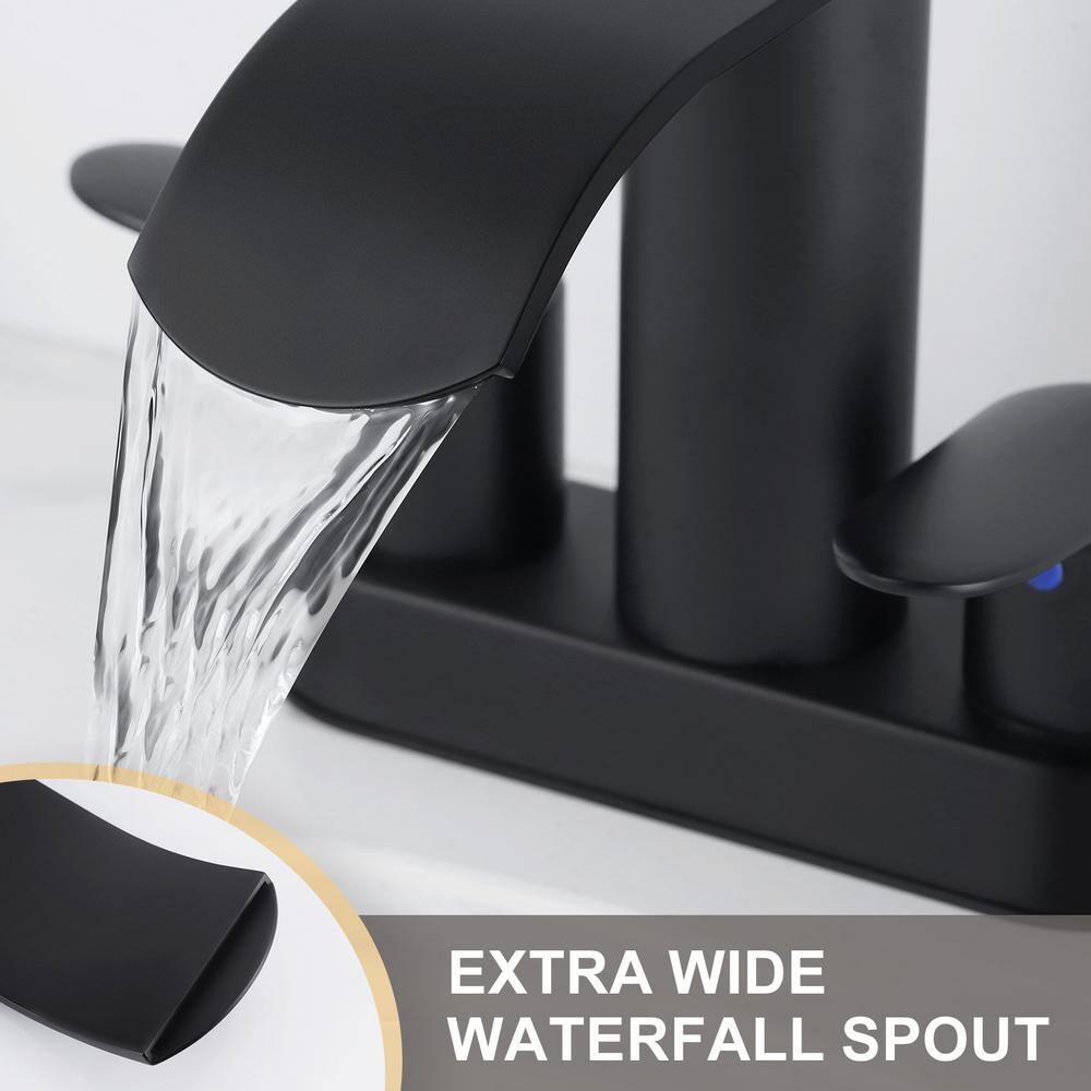 Matte Black Stainless Steel Double Handle Waterfall Faucet
