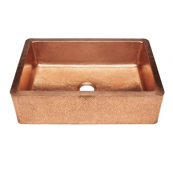 SINKOLOGY Weston Farmhouse Apron Front Pure Copper 33 in. Single Bowl Kitchen Sink in Unfinished Naked Copper
