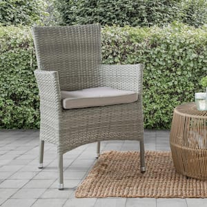 Pecos Outdoor Gray Metal Dining Chair with Gray Cushions (2-Pack)